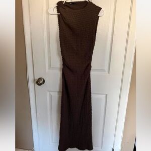 Zara Brown Textured Maxi Dress